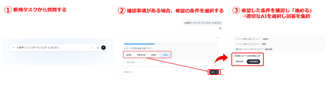 確認事項の提示