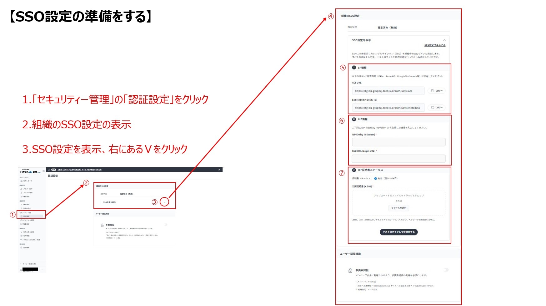 SSO設定画面
